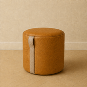 The Saddle Loop Ottoman | Whiskey Brown + Caramel Leather