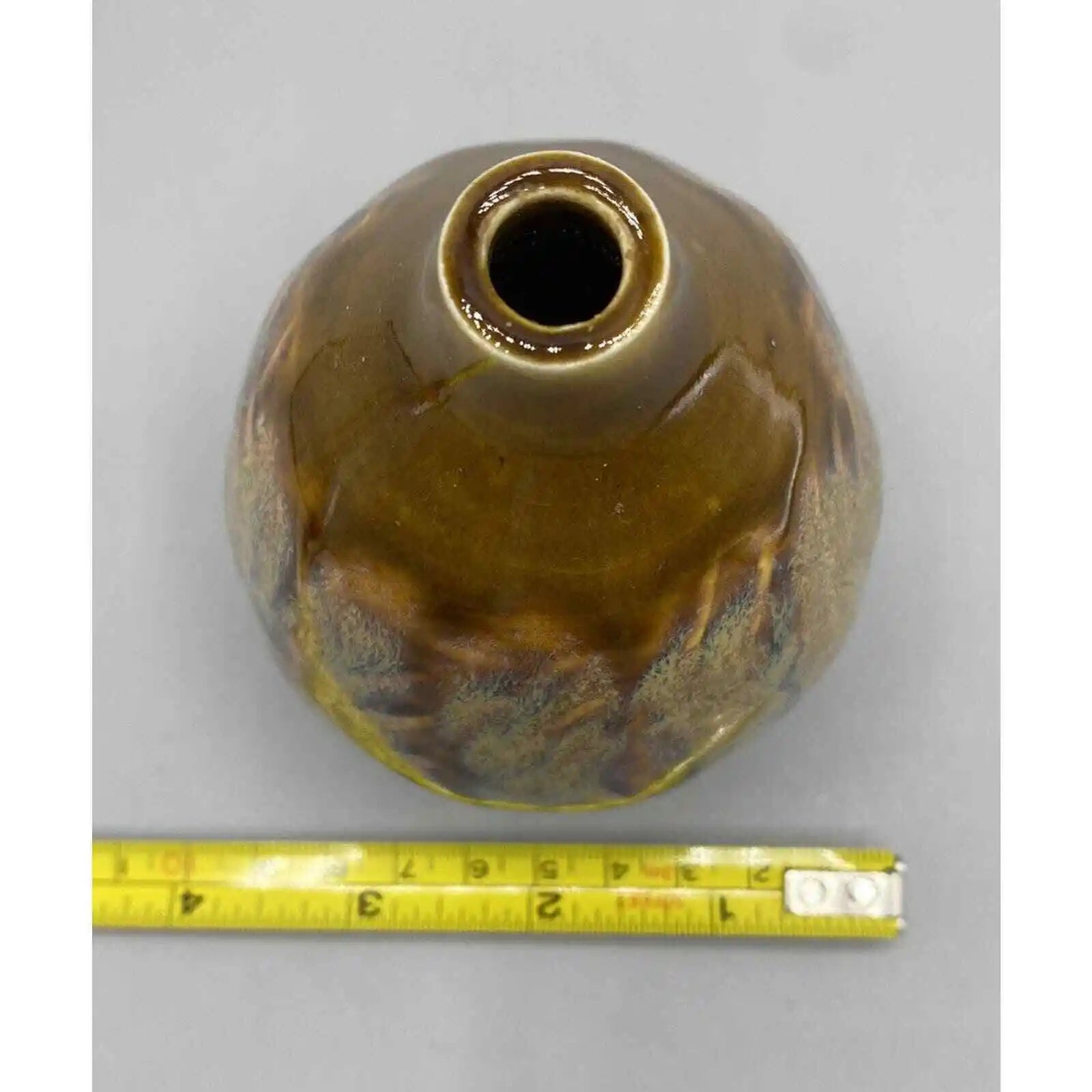 Tan Marbleized Teardrop Drip Glaze Bud Vase - HUNTEDFOX