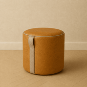 The Saddle Loop Ottoman | Whiskey Brown + Caramel Leather - H|F AtelierLEATHERottomanHUNTEDFOX-The Saddle Loop Ottoman | Whiskey Brown + Caramel Leather