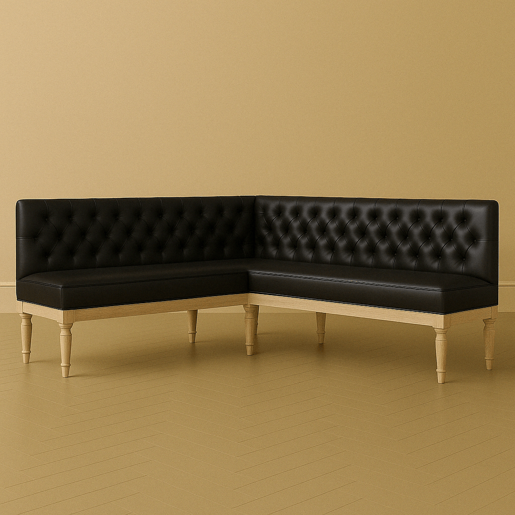 Tufted Leather Banquette | Corner Bench for Dining - custom banquette seatingH|F Atelierluxury upholstered seatingHUNTEDFOX-Tufted Leather Banquette | Corner Bench for Dining