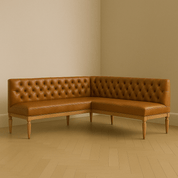 Tufted Leather Banquette | Corner Bench for Dining - custom banquette seatingH|F Atelierluxury upholstered seatingHUNTEDFOX-Tufted Leather Banquette | Corner Bench for Dining