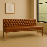 Tufted Leather Banquette – Straight Bench for Kitchen or Restaurant