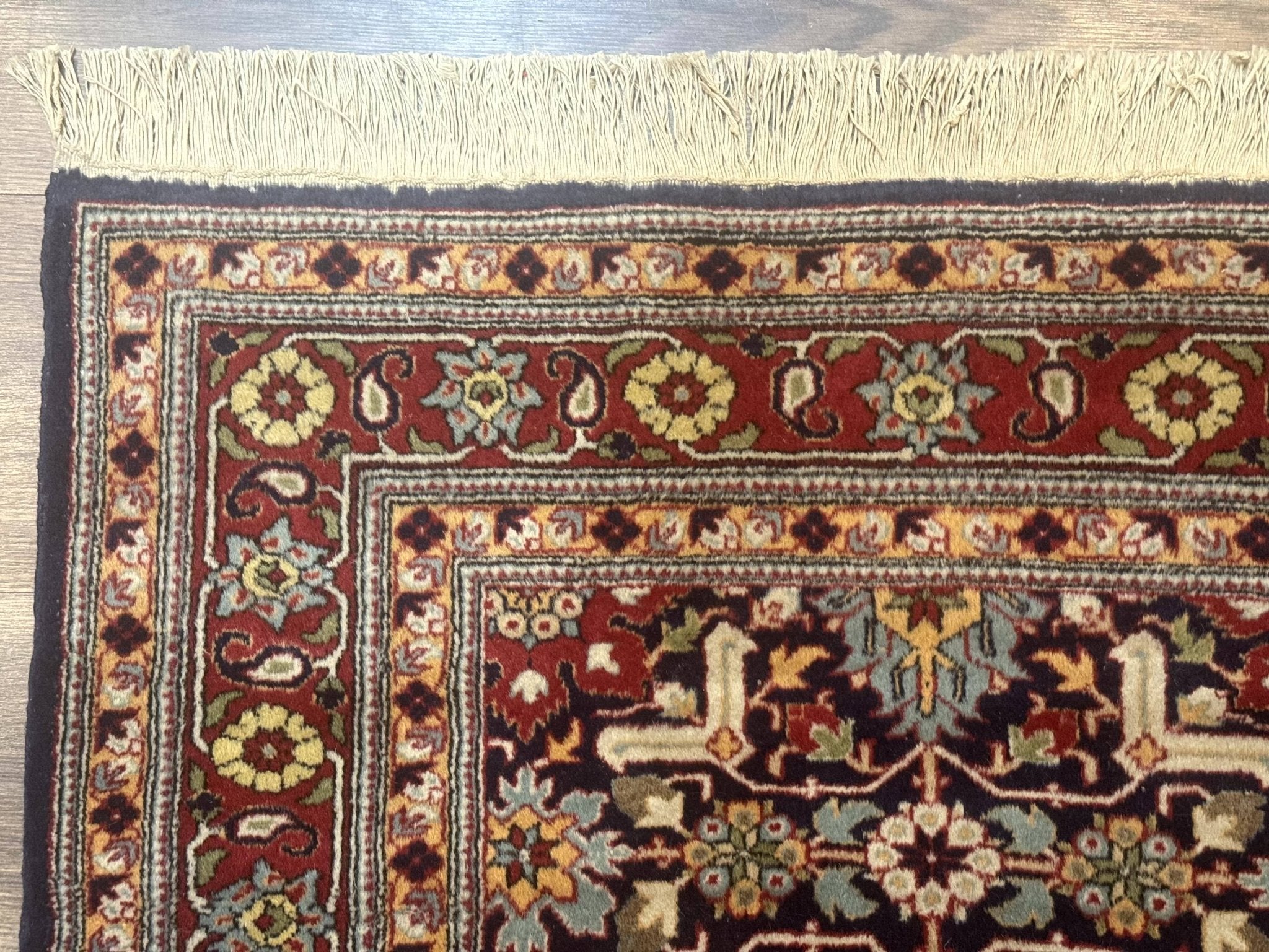 Turkish Hereke Rug 3x5, Navy Blue and Red, Fine 210 KPSI - Jewel RugsShopify CollectiveHUNTEDFOX - Turkish Hereke Rug 3x5, Navy Blue and Red, Fine 210 KPSI