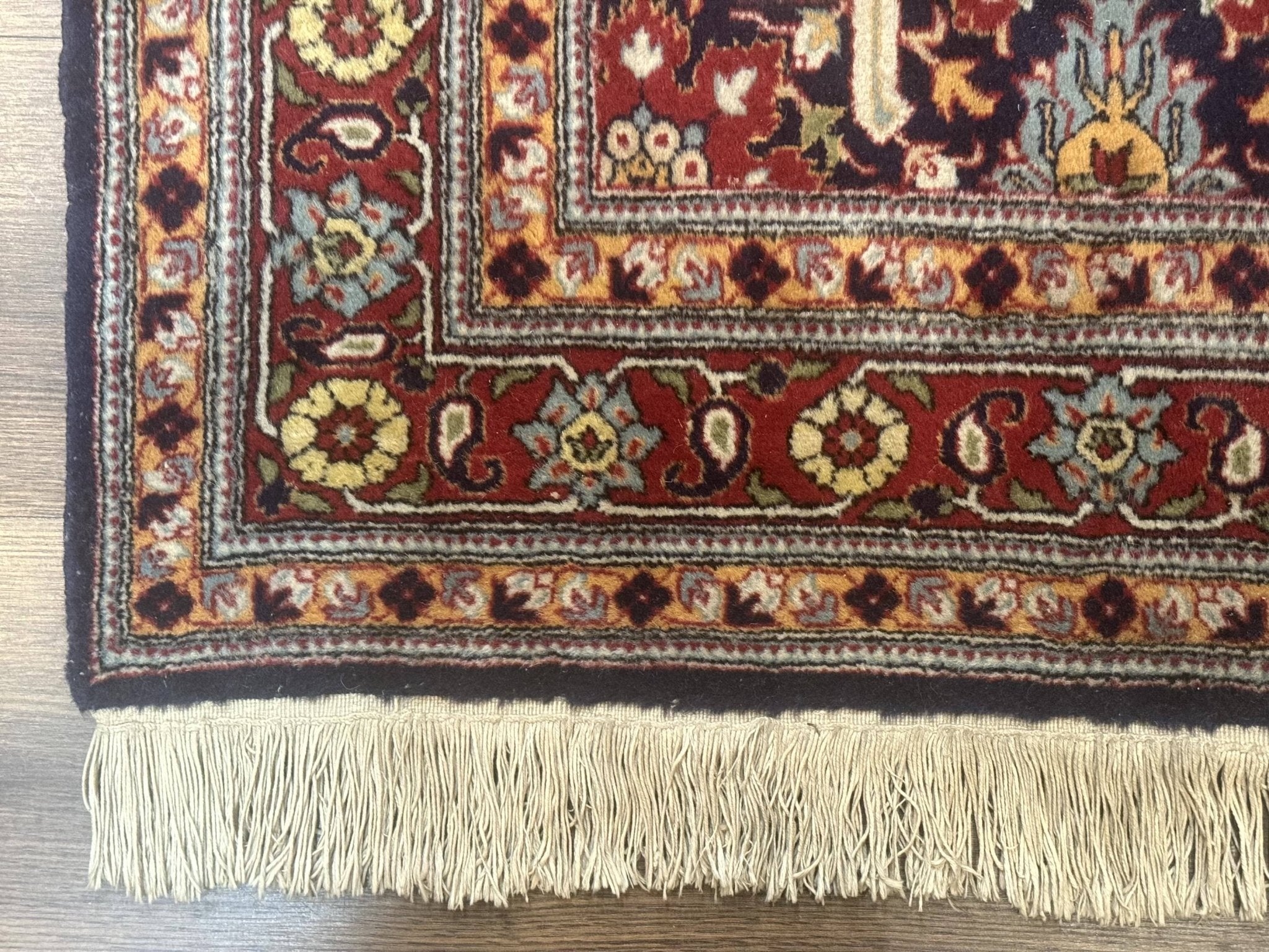 Turkish Hereke Rug 3x5, Navy Blue and Red, Fine 210 KPSI - Jewel RugsShopify CollectiveHUNTEDFOX - Turkish Hereke Rug 3x5, Navy Blue and Red, Fine 210 KPSI