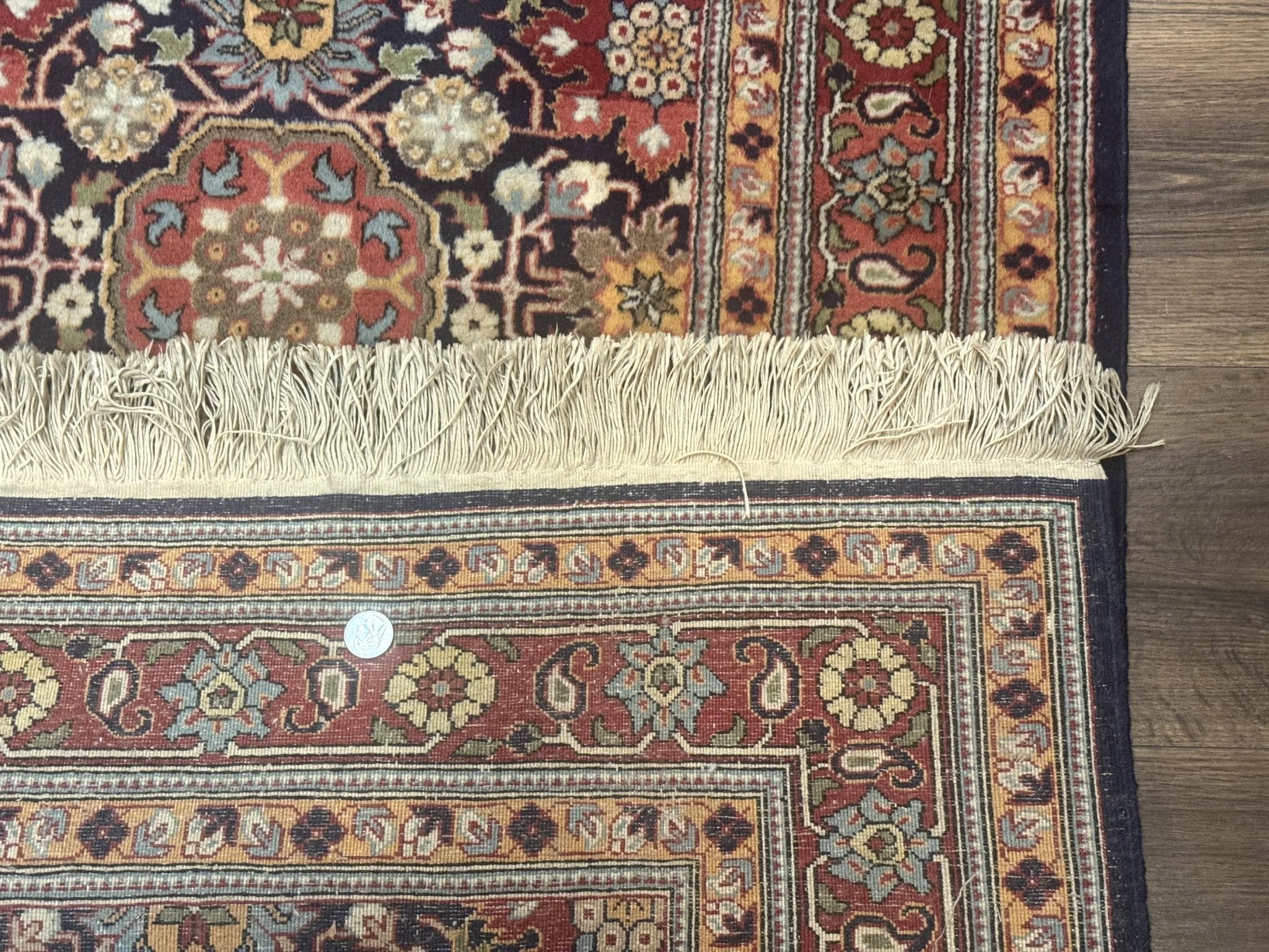 Turkish Hereke Rug 3x5, Navy Blue and Red, Fine 210 KPSI - Jewel RugsShopify CollectiveHUNTEDFOX - Turkish Hereke Rug 3x5, Navy Blue and Red, Fine 210 KPSI