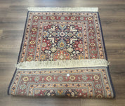 Turkish Hereke Rug 3x5, Navy Blue and Red, Fine 210 KPSI - Jewel RugsShopify CollectiveHUNTEDFOX - Turkish Hereke Rug 3x5, Navy Blue and Red, Fine 210 KPSI