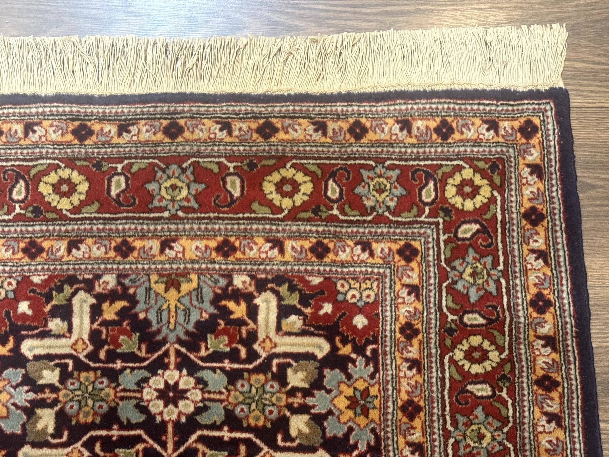 Turkish Hereke Rug 3x5, Navy Blue and Red, Fine 210 KPSI - Jewel RugsShopify CollectiveHUNTEDFOX - Turkish Hereke Rug 3x5, Navy Blue and Red, Fine 210 KPSI