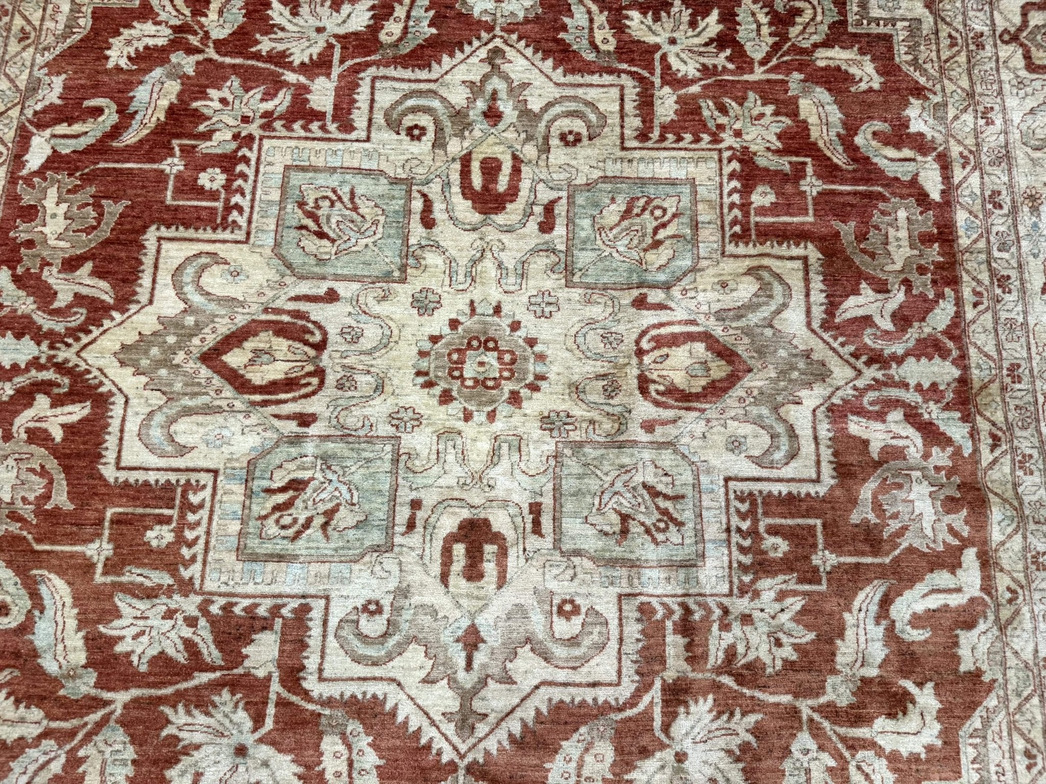 Turkish Heriz Serapi Rug 9x13, Geometric Medallion - Jewel RugsShopify CollectiveHUNTEDFOX - Turkish Heriz Serapi Rug 9x13, Geometric Medallion