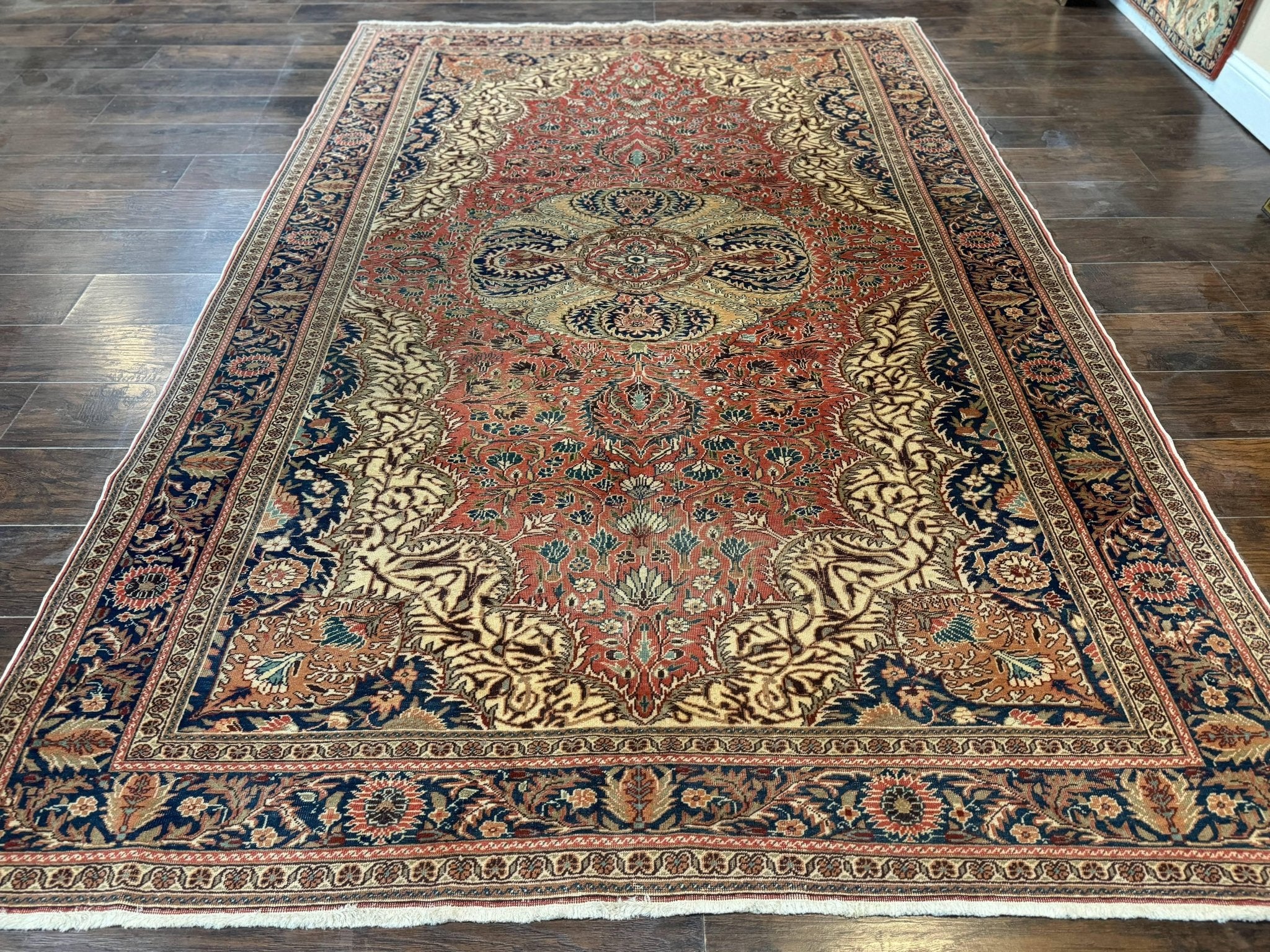 Turkish Kayseri Rug 6x10, Antique Turkish Carpet, Floral Medallion, Oriental Carpet, Red - Jewel RugsShopify CollectiveHUNTEDFOX - Turkish Kayseri Rug 6x10, Antique Turkish Carpet, Floral Medallion, Oriental Carpet, Red