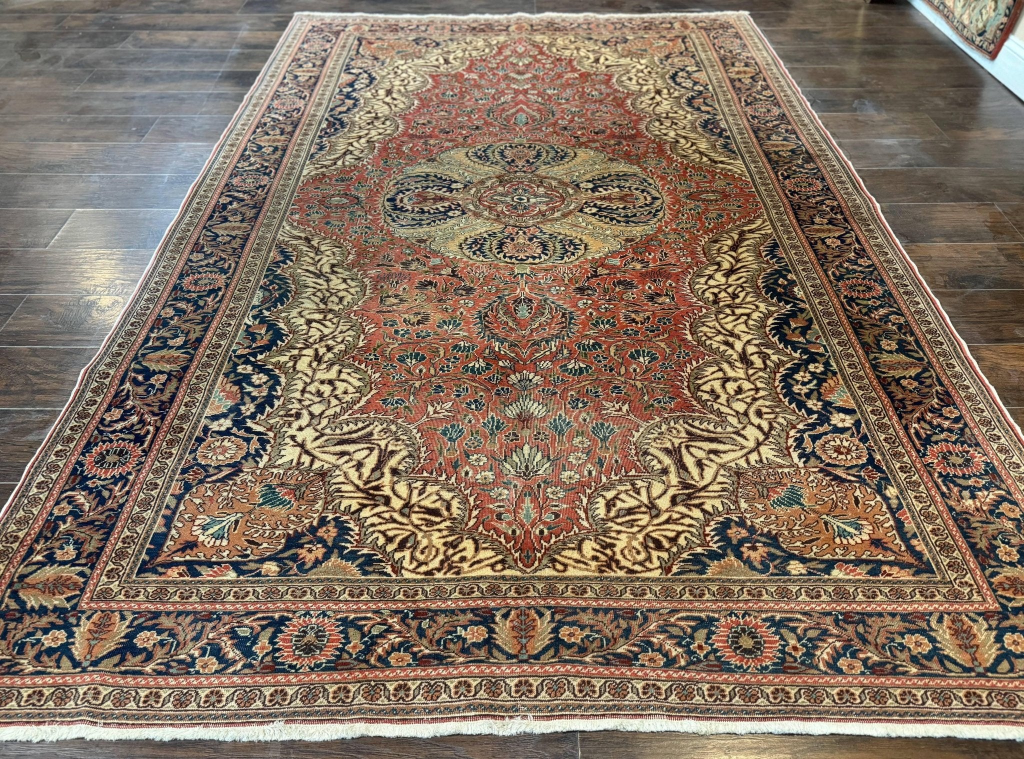 Turkish Kayseri Rug 6x10, Antique Turkish Carpet, Floral Medallion, Oriental Carpet, Red - Jewel RugsShopify CollectiveHUNTEDFOX - Turkish Kayseri Rug 6x10, Antique Turkish Carpet, Floral Medallion, Oriental Carpet, Red