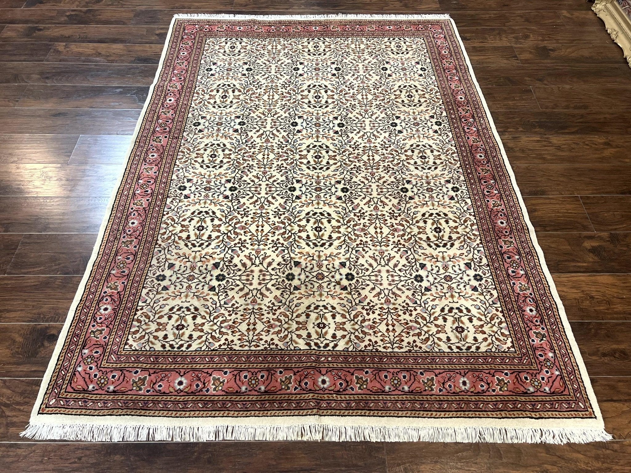 Turkish Rug 6x8, Kayseri Carpet, Handmade Vintage Wool Rug, Cream Multicolor, Allover Pattern - Jewel RugsShopify CollectiveHUNTEDFOX - Turkish Rug 6x8, Kayseri Carpet, Handmade Vintage Wool Rug, Cream Multicolor, Allover Pattern