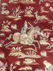 Turkish Silk Rug 2.6 x 6.7, Hunting Design, Short Runner Rug, Red & Ivory, Bamboo Silk, New - Jewel RugsShopify CollectiveHUNTEDFOX - Turkish Silk Rug 2.6 x 6.7, Hunting Design, Short Runner Rug, Red & Ivory, Bamboo Silk, New