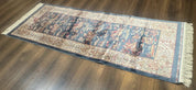Turkish Silk Rug 2.6 x 6.7, Short Runner Rug, Blue & Ivory, Bamboo Silk, New - Jewel RugsShopify CollectiveHUNTEDFOX - Turkish Silk Rug 2.6 x 6.7, Short Runner Rug, Blue & Ivory, Bamboo Silk, New