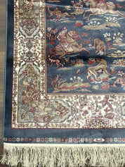 Turkish Silk Rug 2.6 x 6.7, Short Runner Rug, Blue & Ivory, Bamboo Silk, New - Jewel RugsShopify CollectiveHUNTEDFOX - Turkish Silk Rug 2.6 x 6.7, Short Runner Rug, Blue & Ivory, Bamboo Silk, New