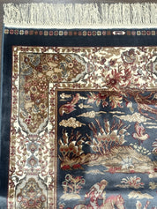 Turkish Silk Rug 2.6 x 6.7, Short Runner Rug, Blue & Ivory, Bamboo Silk, New - Jewel RugsShopify CollectiveHUNTEDFOX - Turkish Silk Rug 2.6 x 6.7, Short Runner Rug, Blue & Ivory, Bamboo Silk, New