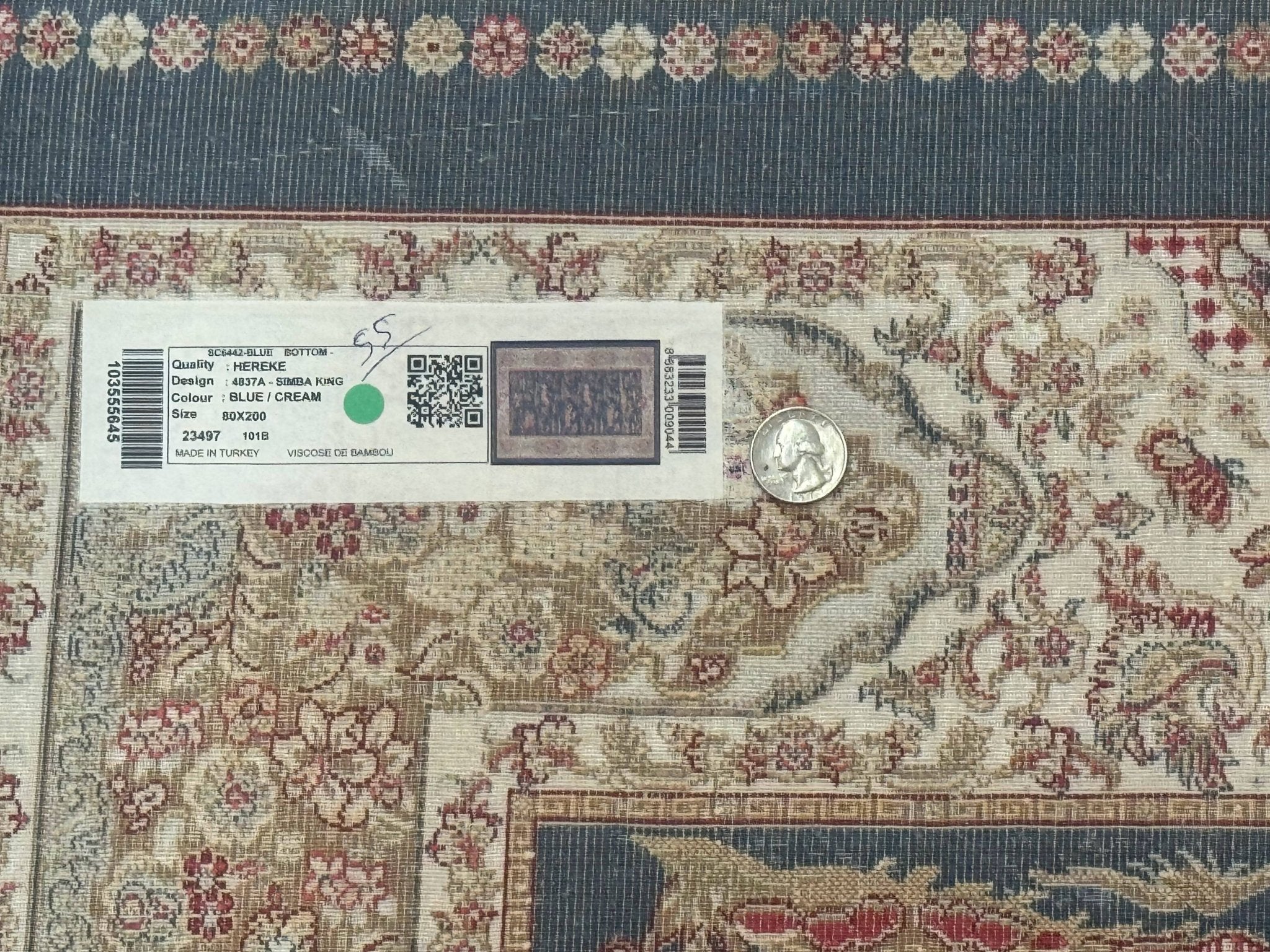 Turkish Silk Rug 2.6 x 6.7, Short Runner Rug, Blue & Ivory, Bamboo Silk, New - Jewel RugsShopify CollectiveHUNTEDFOX - Turkish Silk Rug 2.6 x 6.7, Short Runner Rug, Blue & Ivory, Bamboo Silk, New