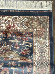 Turkish Silk Rug 2.6 x 6.7, Short Runner Rug, Blue & Ivory, Bamboo Silk, New - Jewel RugsShopify CollectiveHUNTEDFOX - Turkish Silk Rug 2.6 x 6.7, Short Runner Rug, Blue & Ivory, Bamboo Silk, New