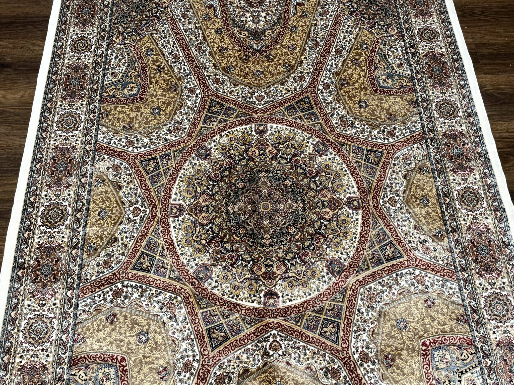 Turkish Silk Rug 5 x 7.6, Dome Design, Bamboo Silk, New - Jewel RugsShopify CollectiveHUNTEDFOX - Turkish Silk Rug 5 x 7.6, Dome Design, Bamboo Silk, New