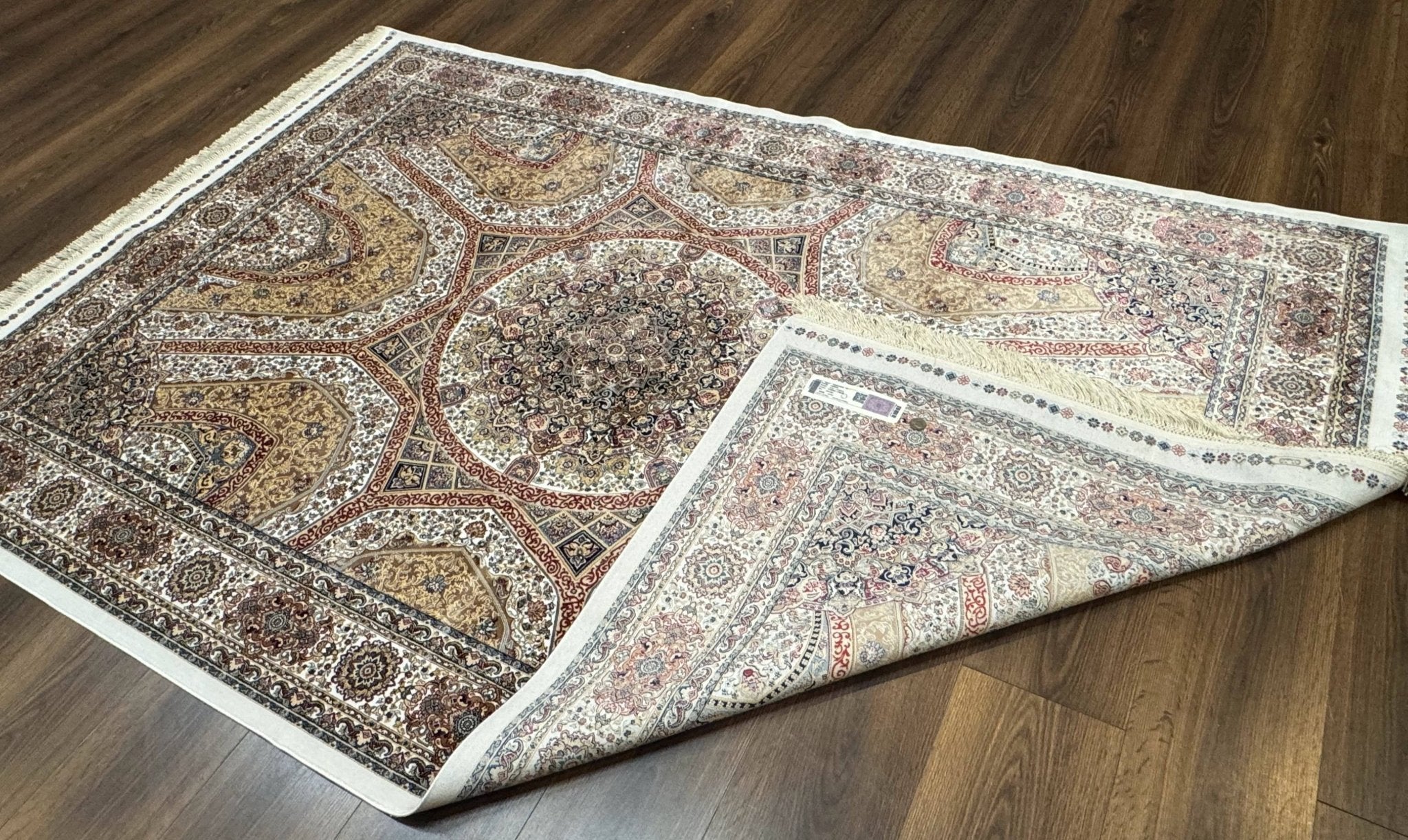 Turkish Silk Rug 5 x 7.6, Dome Design, Bamboo Silk, New - Jewel RugsShopify CollectiveHUNTEDFOX - Turkish Silk Rug 5 x 7.6, Dome Design, Bamboo Silk, New