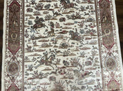Turkish Silk Rug 5x8, Ivory, Hunting Design, Animal Pictorials, Bamboo Silk - Jewel RugsShopify CollectiveHUNTEDFOX - Turkish Silk Rug 5x8, Ivory, Hunting Design, Animal Pictorials, Bamboo Silk