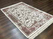 Turkish Silk Rug 5x8, Ivory, Hunting Design, Animal Pictorials, Bamboo Silk - Jewel RugsShopify CollectiveHUNTEDFOX - Turkish Silk Rug 5x8, Ivory, Hunting Design, Animal Pictorials, Bamboo Silk