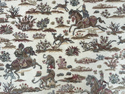 Turkish Silk Rug 5x8, Ivory, Hunting Design, Animal Pictorials, Bamboo Silk - Jewel RugsShopify CollectiveHUNTEDFOX - Turkish Silk Rug 5x8, Ivory, Hunting Design, Animal Pictorials, Bamboo Silk