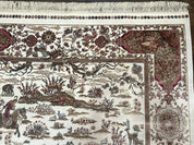 Turkish Silk Rug 5x8, Ivory, Hunting Design, Animal Pictorials, Bamboo Silk - Jewel RugsShopify CollectiveHUNTEDFOX - Turkish Silk Rug 5x8, Ivory, Hunting Design, Animal Pictorials, Bamboo Silk