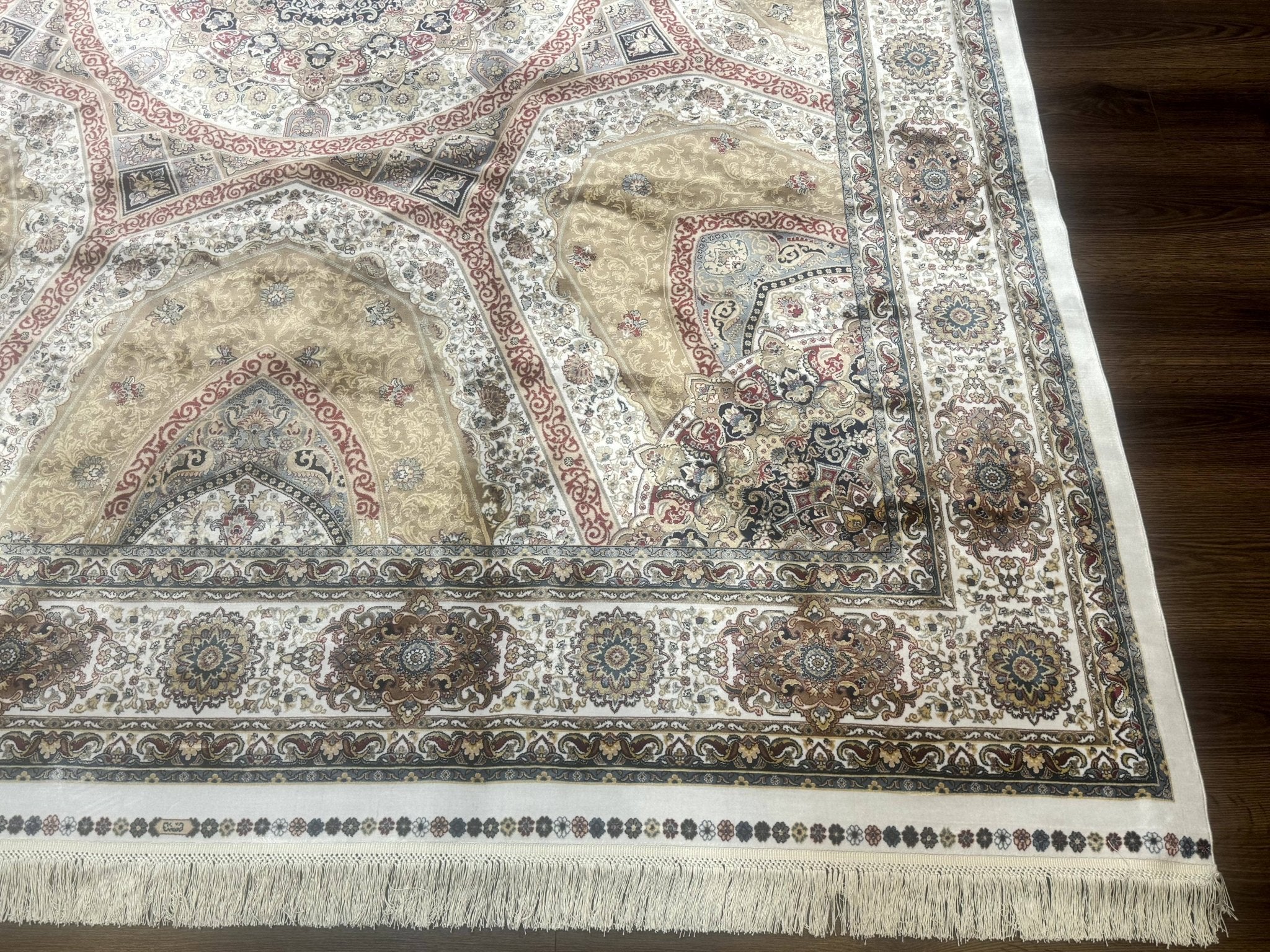 Turkish Silk Rug 8x10, Dome Design, Hereke Carpet, Bamboo Silk, New - Jewel RugsShopify CollectiveHUNTEDFOX - Turkish Silk Rug 8x10, Dome Design, Hereke Carpet, Bamboo Silk, New