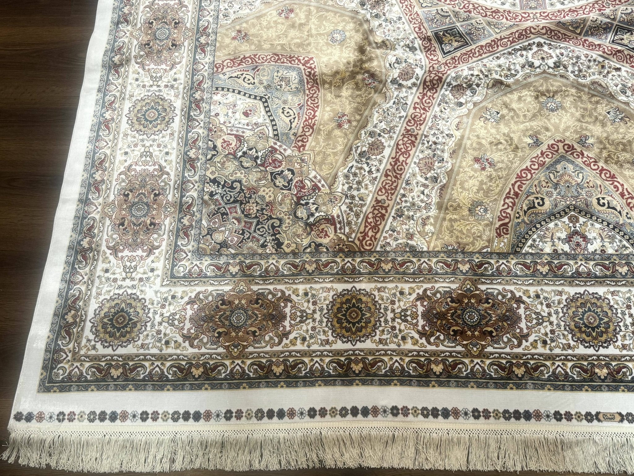 Turkish Silk Rug 8x10, Dome Design, Hereke Carpet, Bamboo Silk, New - Jewel RugsShopify CollectiveHUNTEDFOX - Turkish Silk Rug 8x10, Dome Design, Hereke Carpet, Bamboo Silk, New