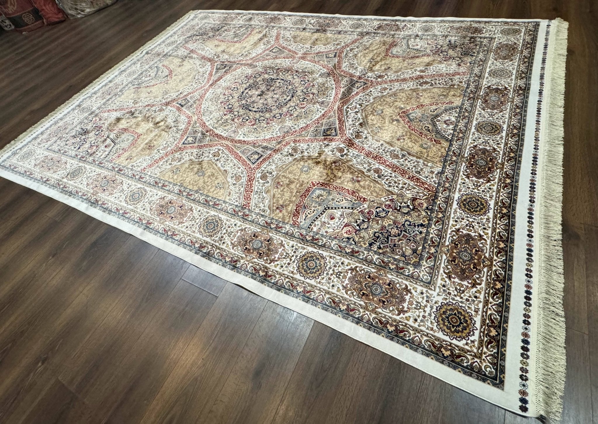 Turkish Silk Rug 8x10, Dome Design, Hereke Carpet, Bamboo Silk, New - Jewel RugsShopify CollectiveHUNTEDFOX - Turkish Silk Rug 8x10, Dome Design, Hereke Carpet, Bamboo Silk, New