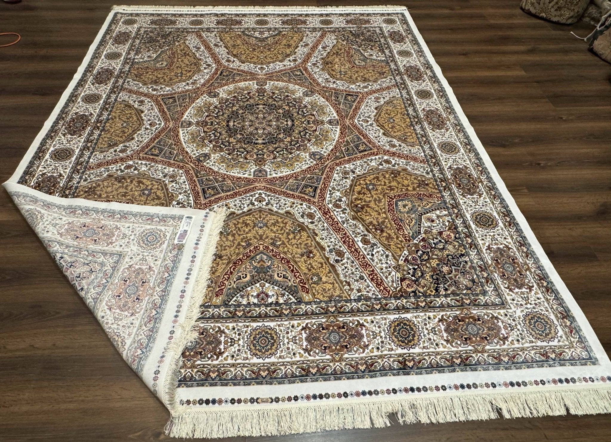 Turkish Silk Rug 8x10, Dome Design, Hereke Carpet, Bamboo Silk, New - Jewel RugsShopify CollectiveHUNTEDFOX - Turkish Silk Rug 8x10, Dome Design, Hereke Carpet, Bamboo Silk, New