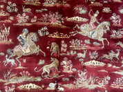 Turkish Silk Rug 8x10, Red & Ivory, Hunting Design, Bamboo Silk, New - Jewel RugsShopify CollectiveHUNTEDFOX - Turkish Silk Rug 8x10, Red & Ivory, Hunting Design, Bamboo Silk, New