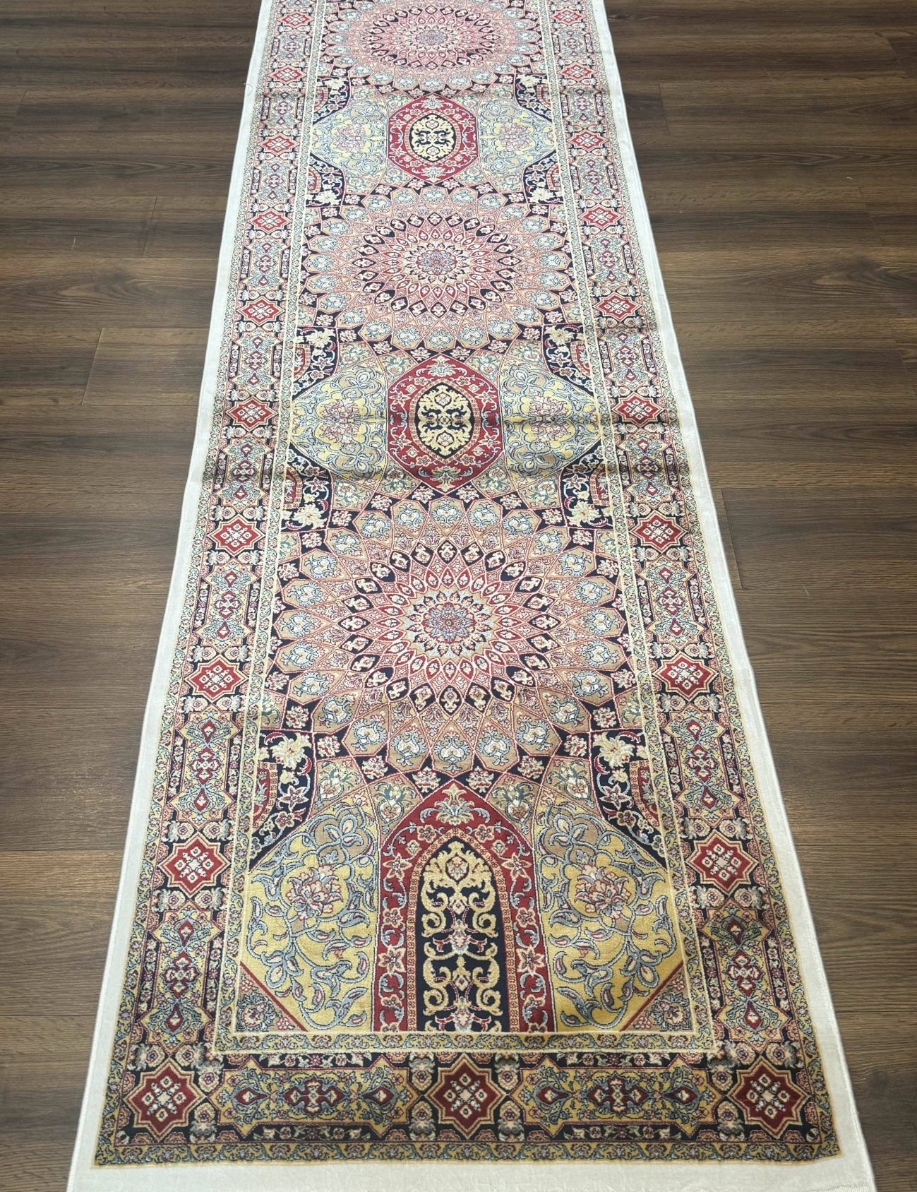 Turkish Silk Runner Rug 2.6 x 10, Dome Design, Hereke Runner, Bamboo Silk, New - Jewel RugsShopify CollectiveHUNTEDFOX - Turkish Silk Runner Rug 2.6 x 10, Dome Design, Hereke Runner, Bamboo Silk, New