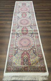Turkish Silk Runner Rug 2.6 x 10, Dome Design, Hereke Runner, Bamboo Silk, New - Jewel RugsShopify CollectiveHUNTEDFOX - Turkish Silk Runner Rug 2.6 x 10, Dome Design, Hereke Runner, Bamboo Silk, New