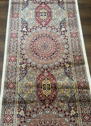 Turkish Silk Runner Rug 2.6 x 10, Dome Design, Hereke Runner, Bamboo Silk, New - Jewel RugsShopify CollectiveHUNTEDFOX - Turkish Silk Runner Rug 2.6 x 10, Dome Design, Hereke Runner, Bamboo Silk, New