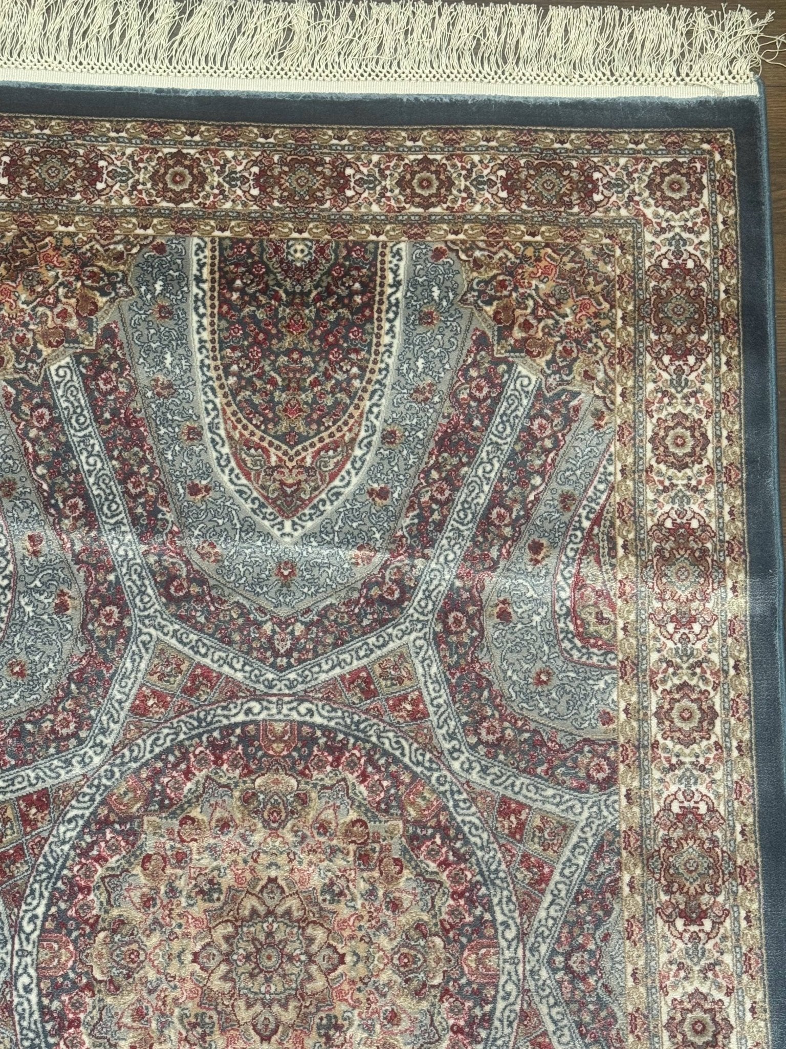 Turkish Silk Runner Rug 2.6 x 10, Light Blue Carpet, Bamboo Silk, New - Jewel RugsShopify CollectiveHUNTEDFOX - Turkish Silk Runner Rug 2.6 x 10, Light Blue Carpet, Bamboo Silk, New