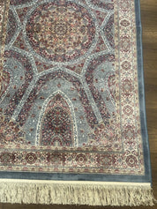 Turkish Silk Runner Rug 2.6 x 10, Light Blue Carpet, Bamboo Silk, New - Jewel RugsShopify CollectiveHUNTEDFOX - Turkish Silk Runner Rug 2.6 x 10, Light Blue Carpet, Bamboo Silk, New