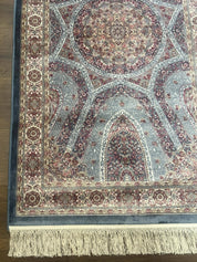 Turkish Silk Runner Rug 2.6 x 10, Light Blue Carpet, Bamboo Silk, New - Jewel RugsShopify CollectiveHUNTEDFOX - Turkish Silk Runner Rug 2.6 x 10, Light Blue Carpet, Bamboo Silk, New