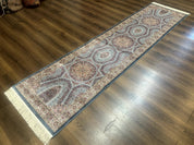 Turkish Silk Runner Rug 2.6 x 10, Light Blue Carpet, Bamboo Silk, New - Jewel RugsShopify CollectiveHUNTEDFOX - Turkish Silk Runner Rug 2.6 x 10, Light Blue Carpet, Bamboo Silk, New