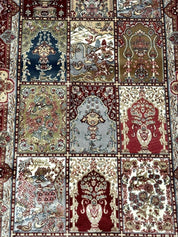 Turkish Silk Runner Rug 2.6 x 11.6, Panel Design, Dark Red Ivory, Bamboo Silk, New - Jewel RugsShopify CollectiveHUNTEDFOX - Turkish Silk Runner Rug 2.6 x 11.6, Panel Design, Dark Red Ivory, Bamboo Silk, New