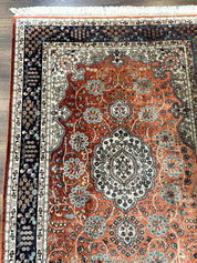 Turkish Silk Runner Rug 3x8, Short Runner Rug, Red, Floral Medallions, Very Fine 360 KPSI, 3 x 8 Runner - Jewel RugsShopify CollectiveHUNTEDFOX - Turkish Silk Runner Rug 3x8, Short Runner Rug, Red, Floral Medallions, Very Fine 360 KPSI, 3 x 8 Runner