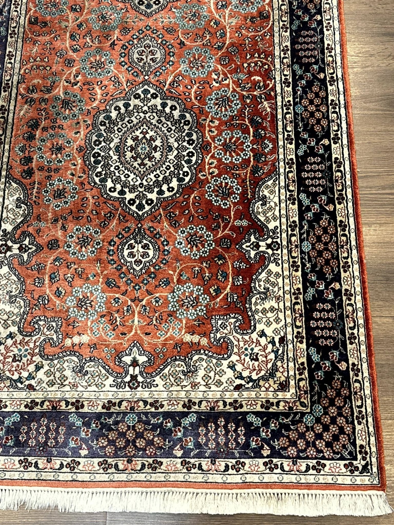 Turkish Silk Runner Rug 3x8, Short Runner Rug, Red, Floral Medallions, Very Fine 360 KPSI, 3 x 8 Runner - Jewel RugsShopify CollectiveHUNTEDFOX - Turkish Silk Runner Rug 3x8, Short Runner Rug, Red, Floral Medallions, Very Fine 360 KPSI, 3 x 8 Runner