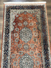 Turkish Silk Runner Rug 3x8, Short Runner Rug, Red, Floral Medallions, Very Fine 360 KPSI, 3 x 8 Runner - Jewel RugsShopify CollectiveHUNTEDFOX - Turkish Silk Runner Rug 3x8, Short Runner Rug, Red, Floral Medallions, Very Fine 360 KPSI, 3 x 8 Runner