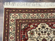 Turkish Sivas Rug 4x6, Floral Medallion, Beige Pink - Red Green, Handmade - Jewel RugsShopify CollectiveHUNTEDFOX - Turkish Sivas Rug 4x6, Floral Medallion, Beige Pink - Red Green, Handmade