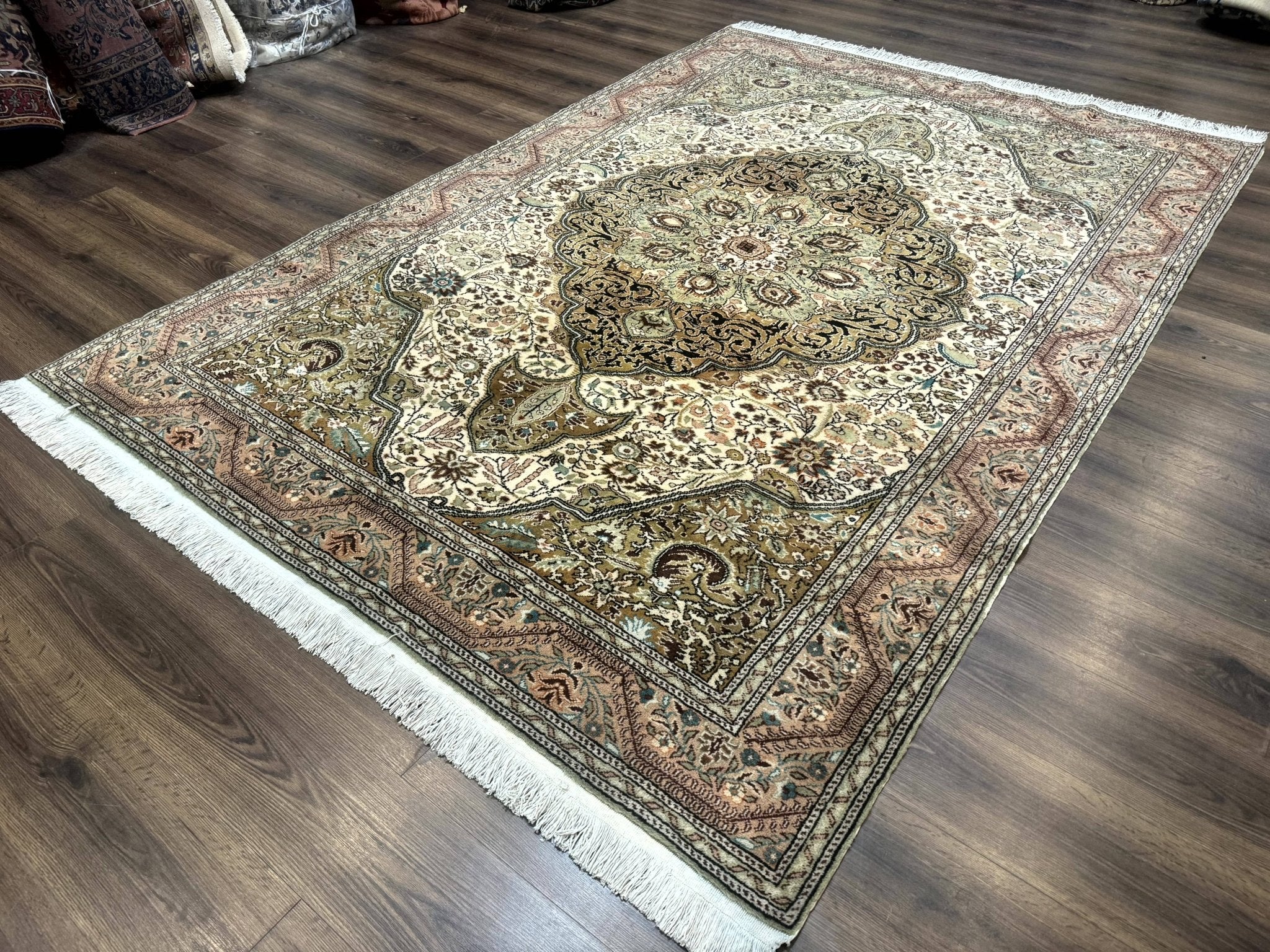 Turkish Sivas Rug 6x9, Floral Medallion, Vintage Handmade Wool Carpet - Jewel RugsShopify CollectiveHUNTEDFOX - Turkish Sivas Rug 6x9, Floral Medallion, Vintage Handmade Wool Carpet