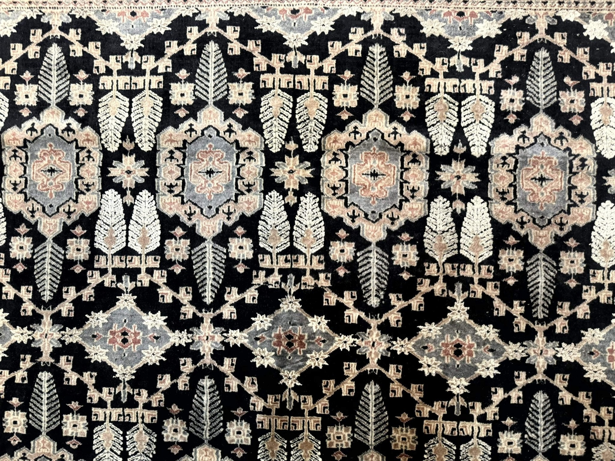 Turkoman Bokhara Rug 6x9, Pakistani Carpet, Black, Hand Knotted - Jewel RugsShopify CollectiveHUNTEDFOX - Turkoman Bokhara Rug 6x9, Pakistani Carpet, Black, Hand Knotted