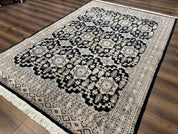 Turkoman Bokhara Rug 6x9, Pakistani Carpet, Black, Hand Knotted - Jewel RugsShopify CollectiveHUNTEDFOX - Turkoman Bokhara Rug 6x9, Pakistani Carpet, Black, Hand Knotted