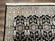 Turkoman Bokhara Rug 6x9, Pakistani Carpet, Black, Hand Knotted - Jewel RugsShopify CollectiveHUNTEDFOX - Turkoman Bokhara Rug 6x9, Pakistani Carpet, Black, Hand Knotted