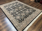 Turkoman Bokhara Rug 6x9, Pakistani Carpet, Black, Hand Knotted - Jewel RugsShopify CollectiveHUNTEDFOX - Turkoman Bokhara Rug 6x9, Pakistani Carpet, Black, Hand Knotted