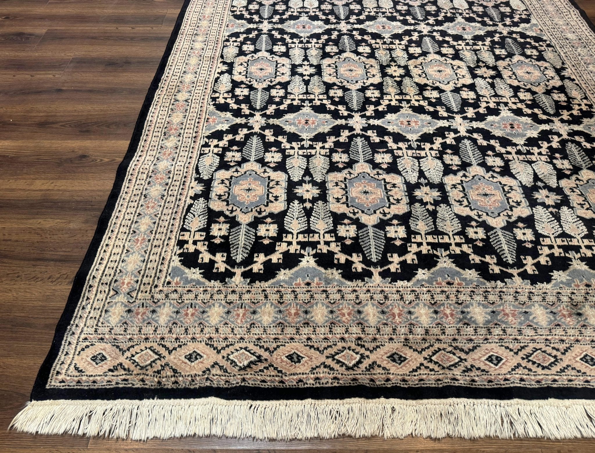 Turkoman Bokhara Rug 6x9, Pakistani Carpet, Black, Hand Knotted - Jewel RugsShopify CollectiveHUNTEDFOX - Turkoman Bokhara Rug 6x9, Pakistani Carpet, Black, Hand Knotted